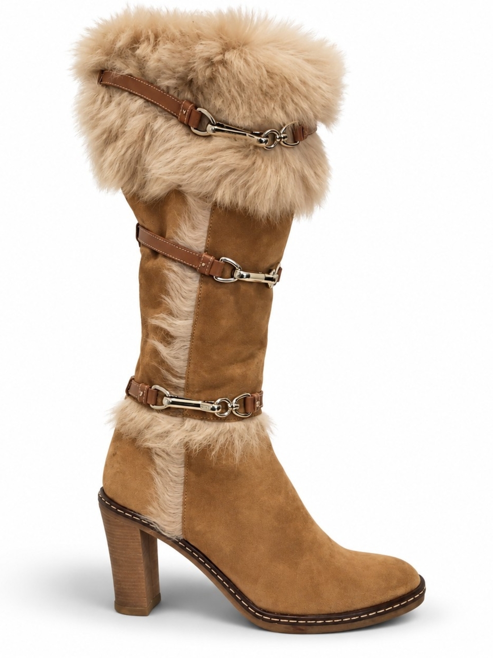Jessica X Coach Suede Over The Knee Fur Boots - Women's Size, 11.